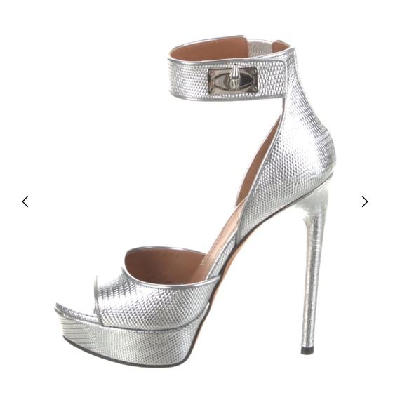 Givenchy Shark Lock Platform Heels Silver 6 - Picture 1 of 8